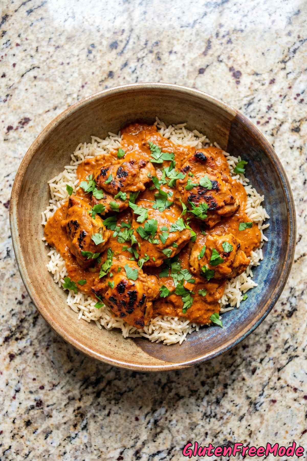 Savory gluten free chicken tikka masala dish