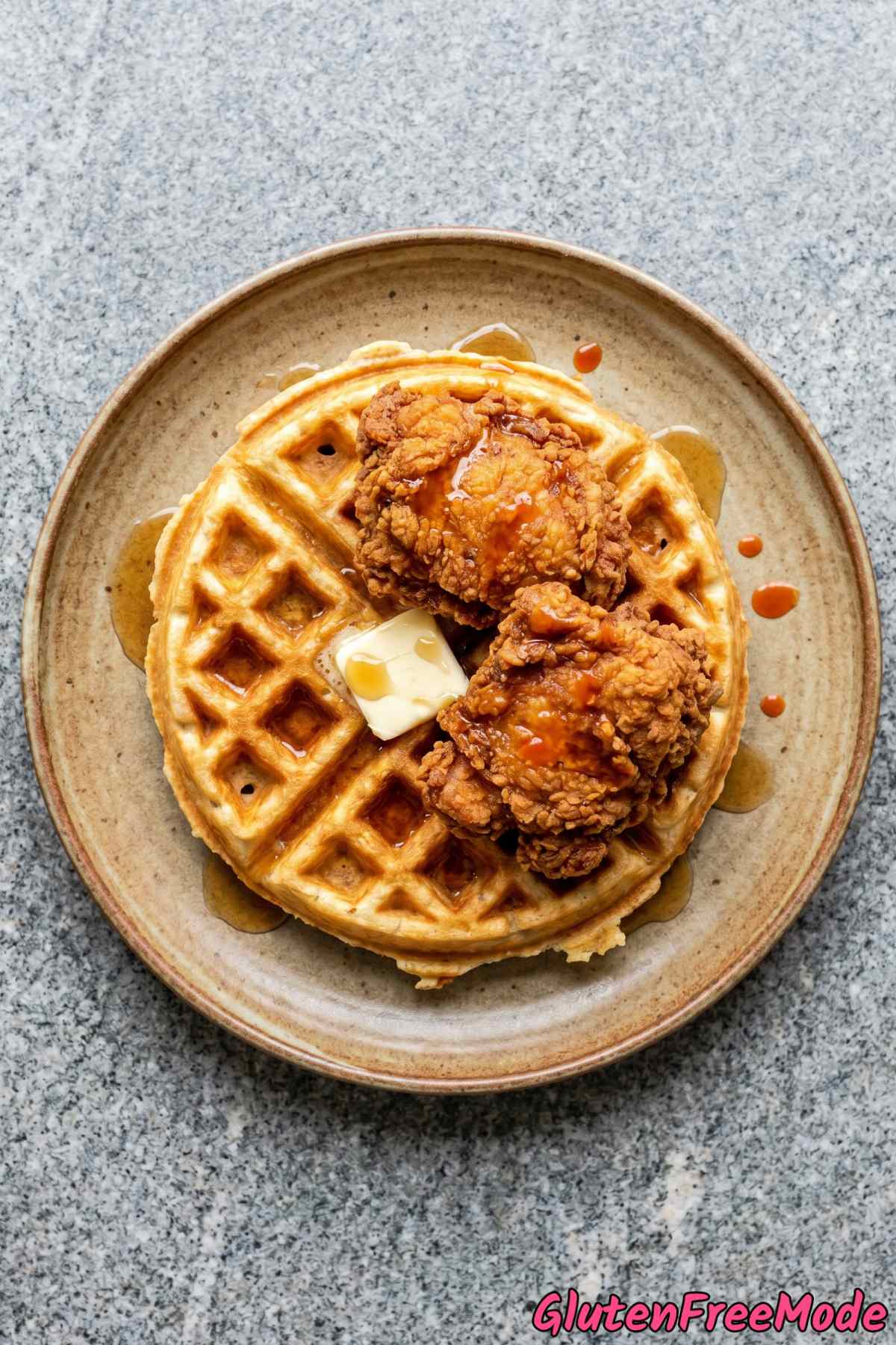 Hearty gluten free chicken and waffles
