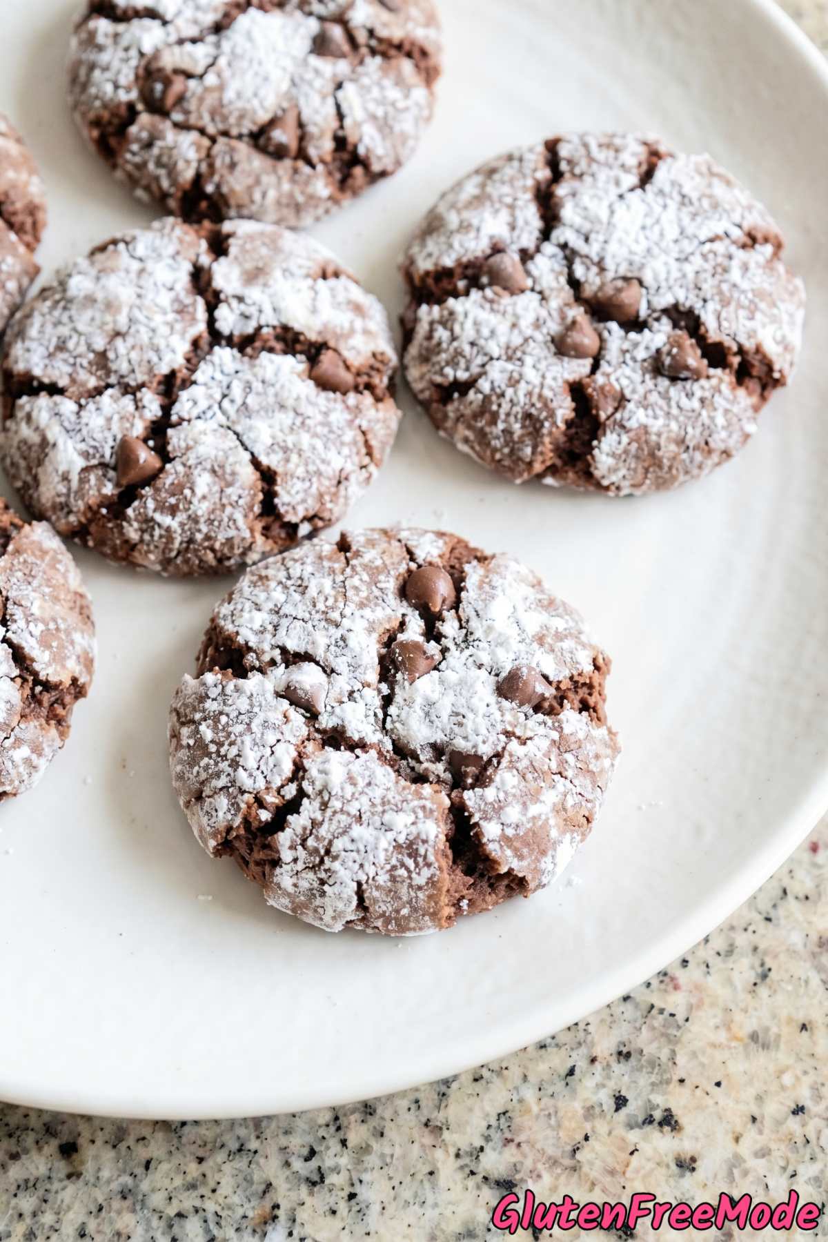 Crinkled gluten free chocolate amaretti cookies