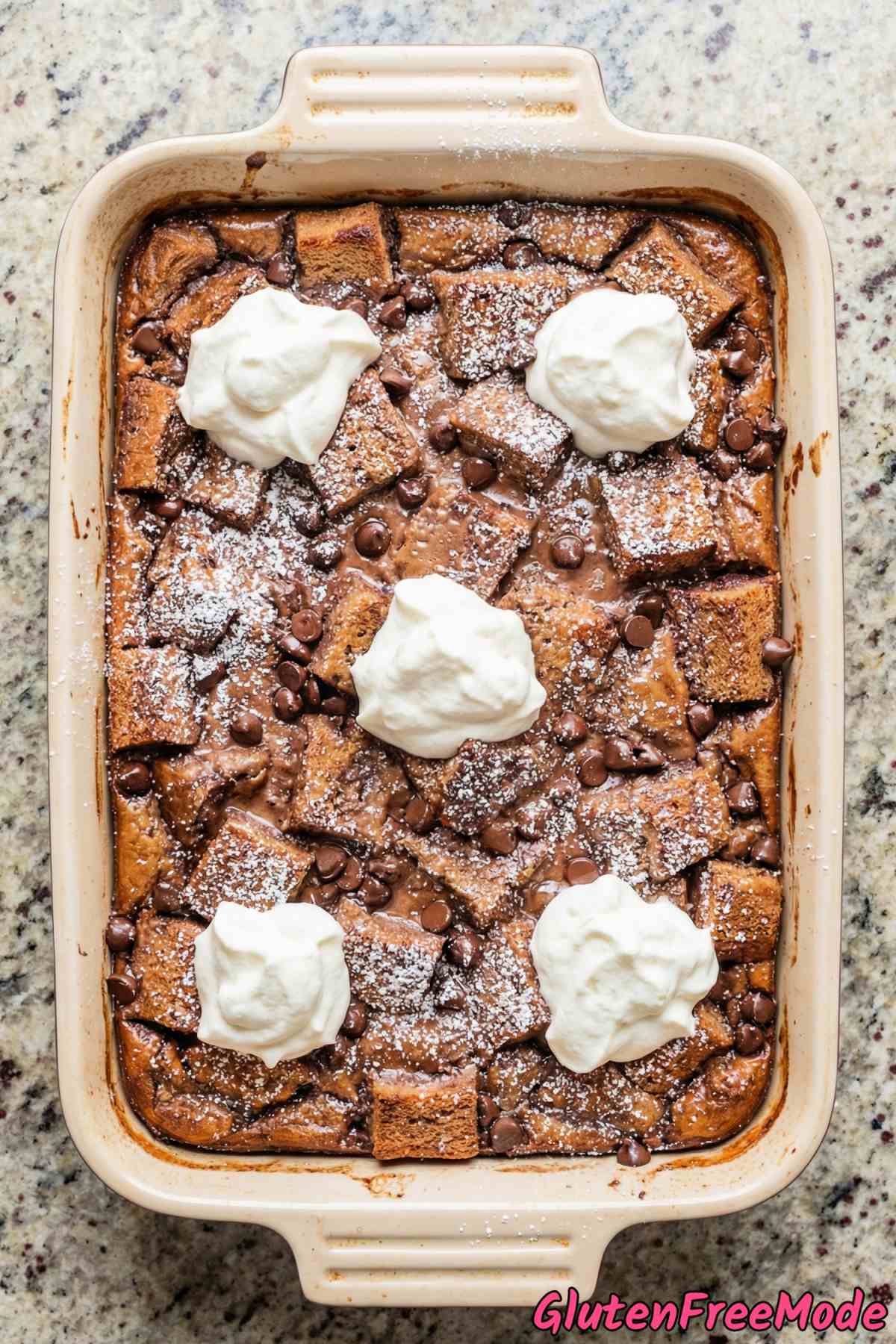 Comforting gluten free chocolate bread pudding