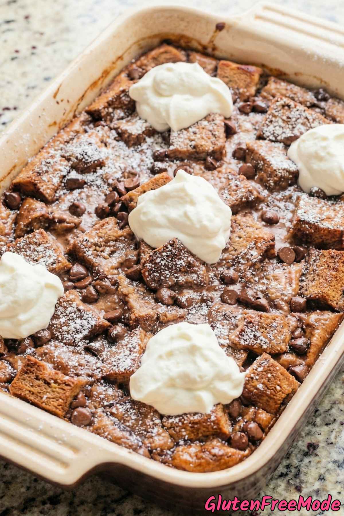 Decadent gluten free chocolate bread pudding