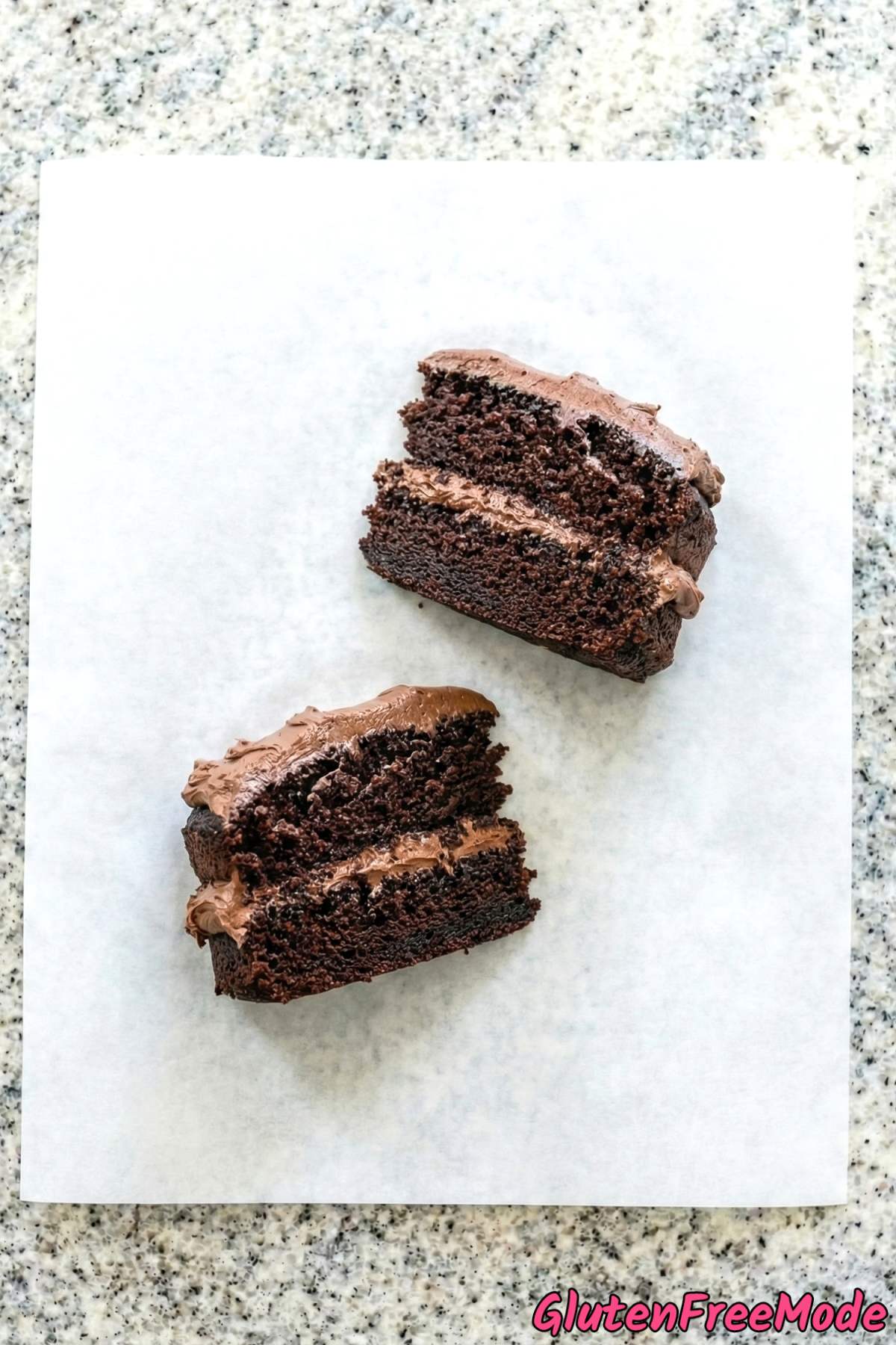 Velvety gluten free chocolate cake piece