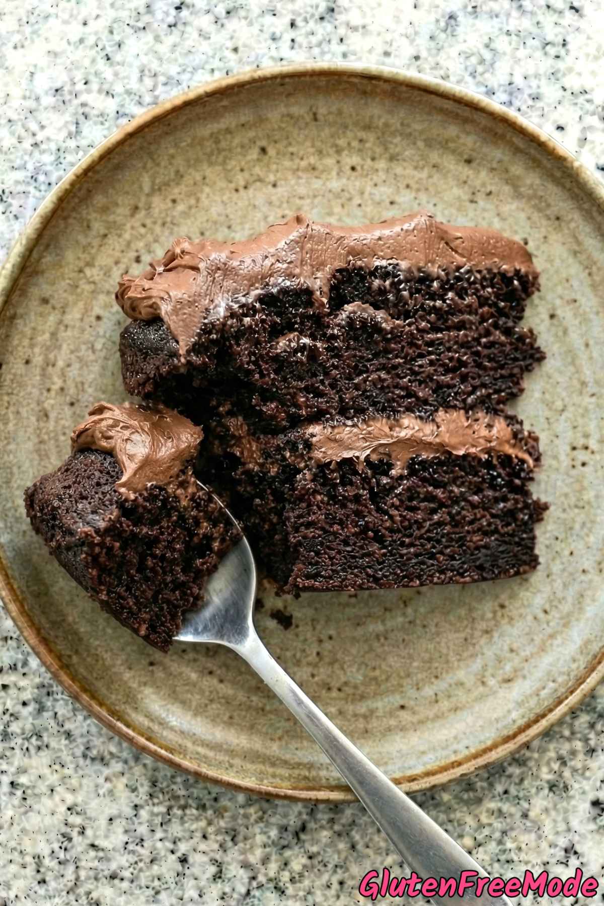 Indulgent gluten free chocolate cake serving