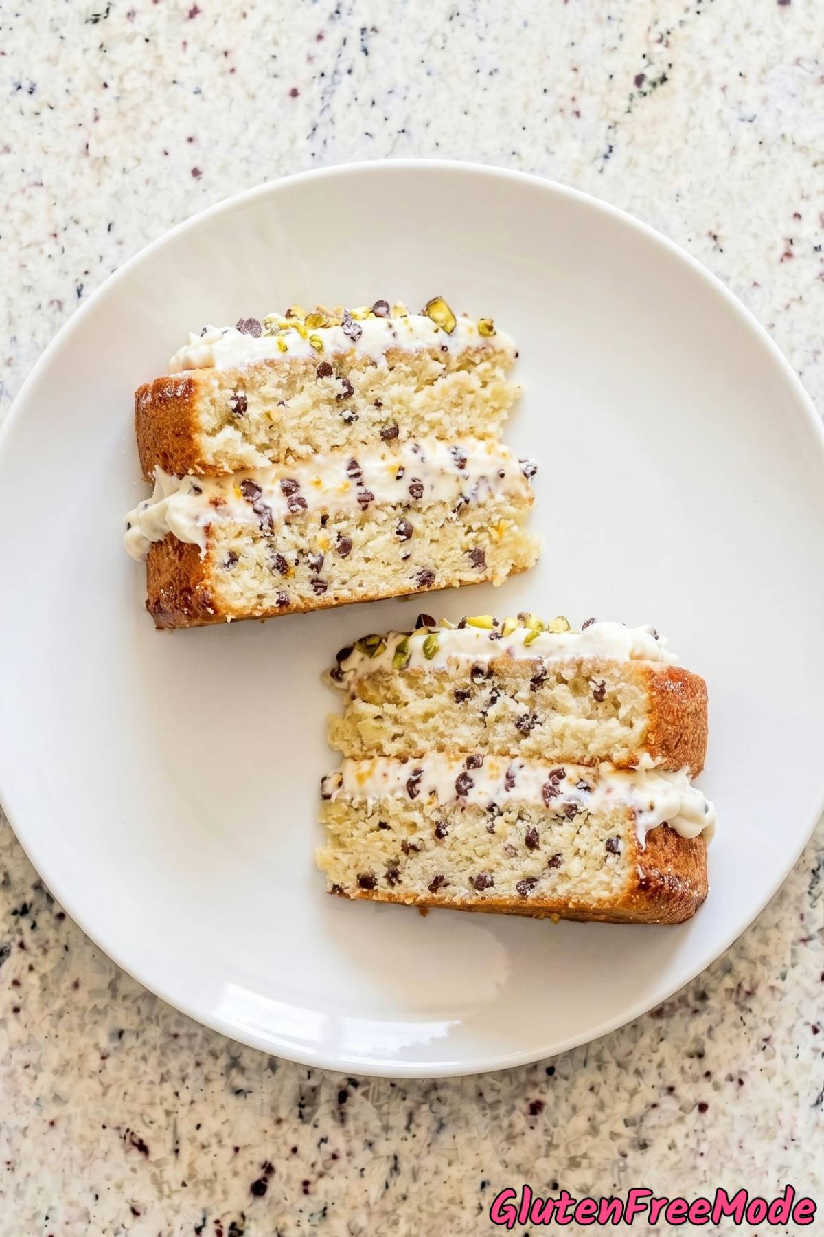 Homemade gluten free chocolate chip cannoli cake