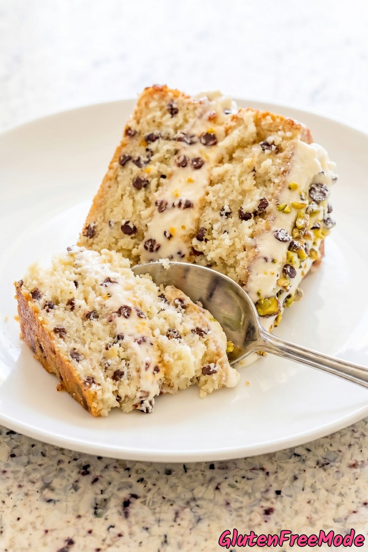 Luscious gluten free chocolate chip cannoli cake