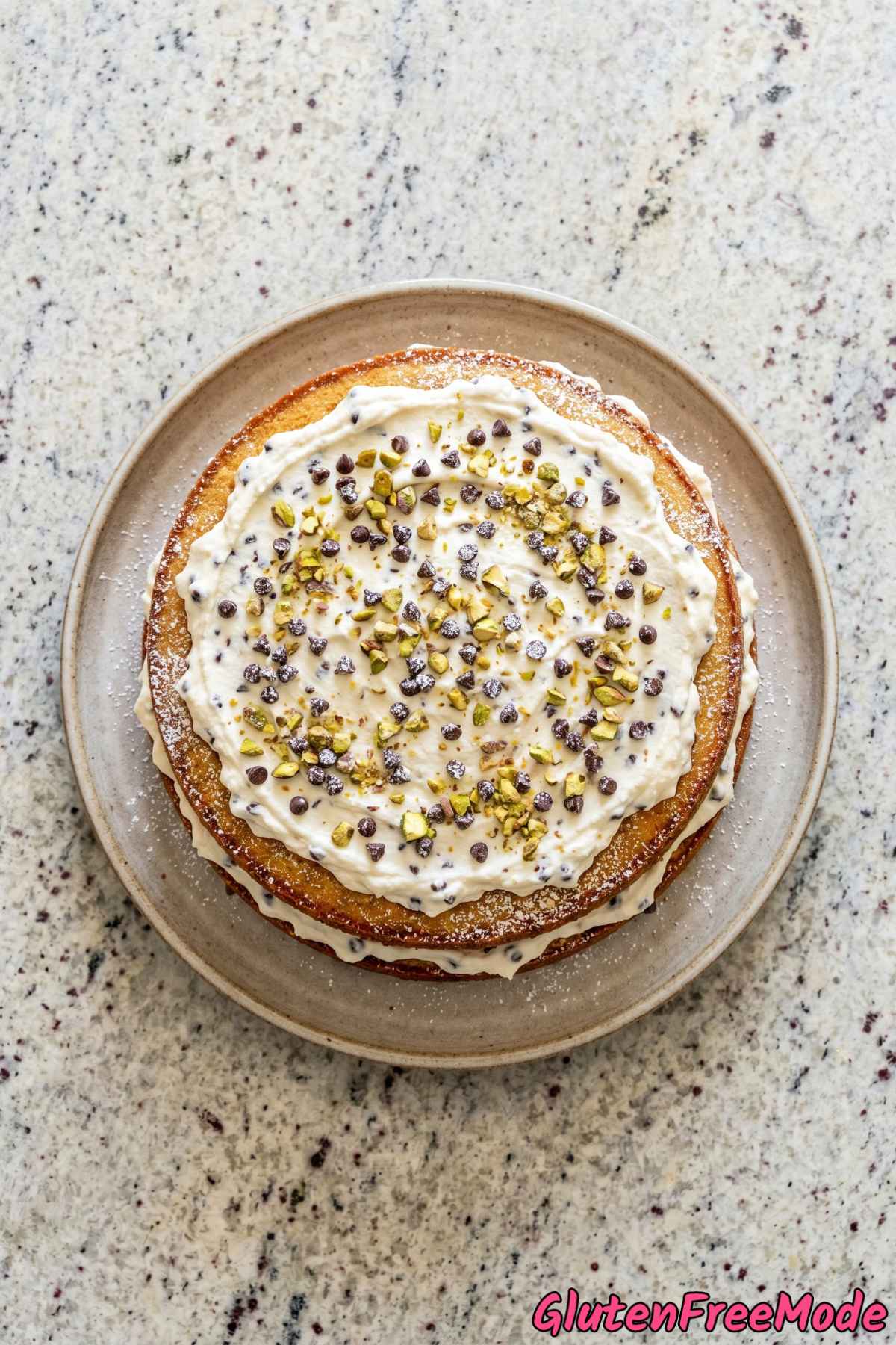 Irresistible gluten free chocolate chip cannoli cake