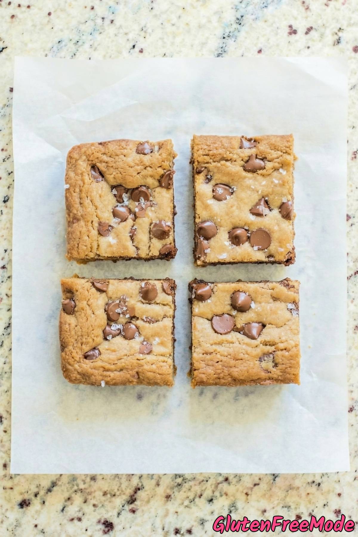 Decadent gluten free chocolate chip cookie bars