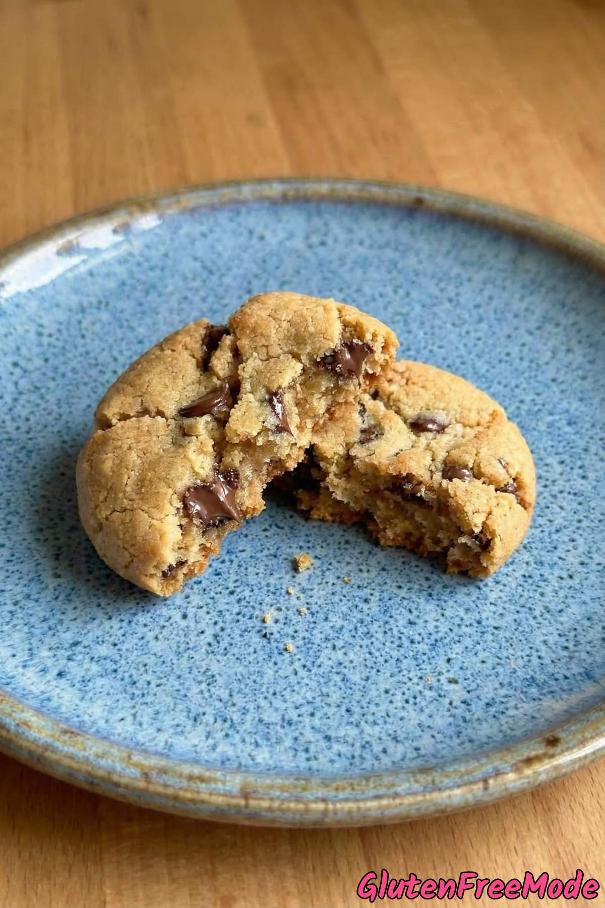 Soft gluten free chocolate chip cookies closeup