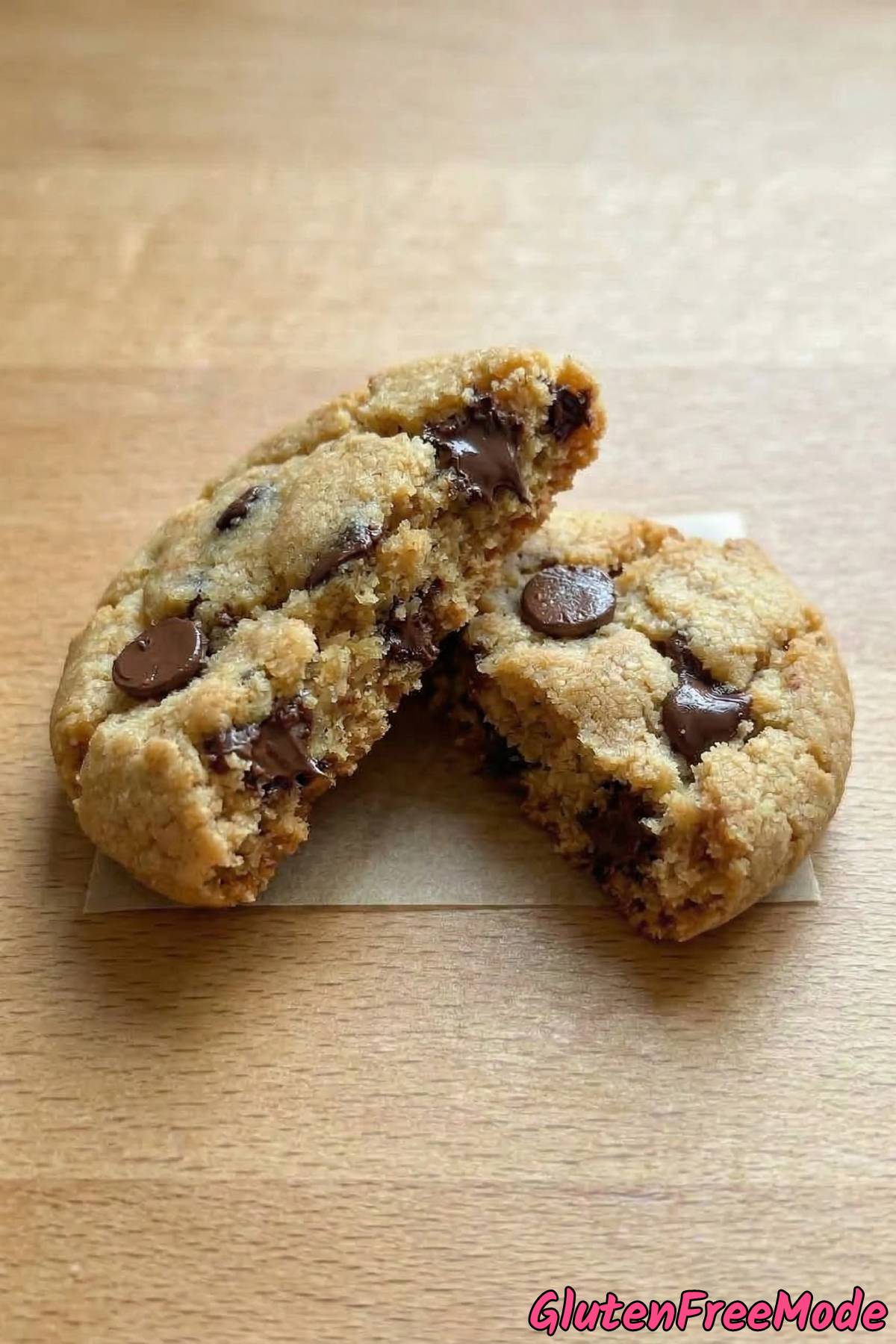 Tender gluten free chocolate chip cookies on rack