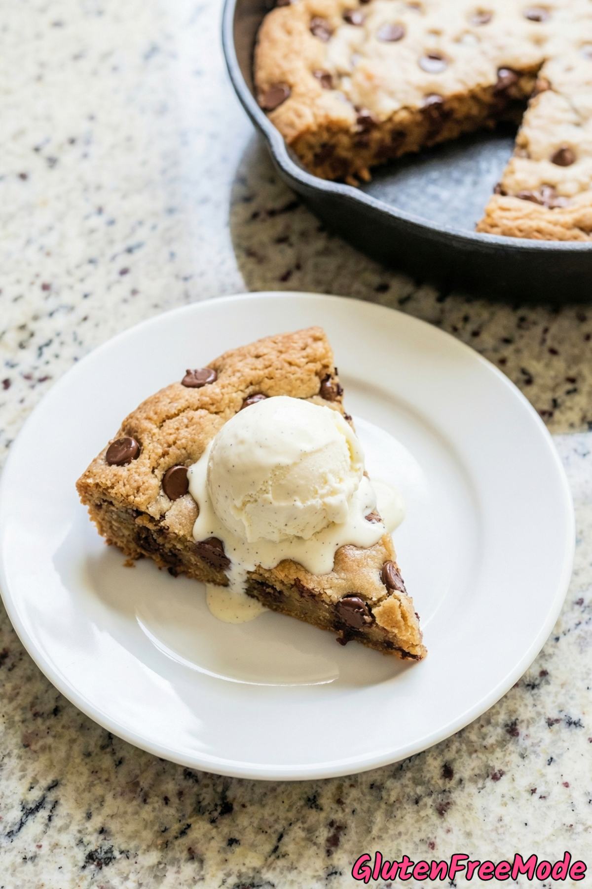 Fresh gluten free chocolate chip skillet cookie