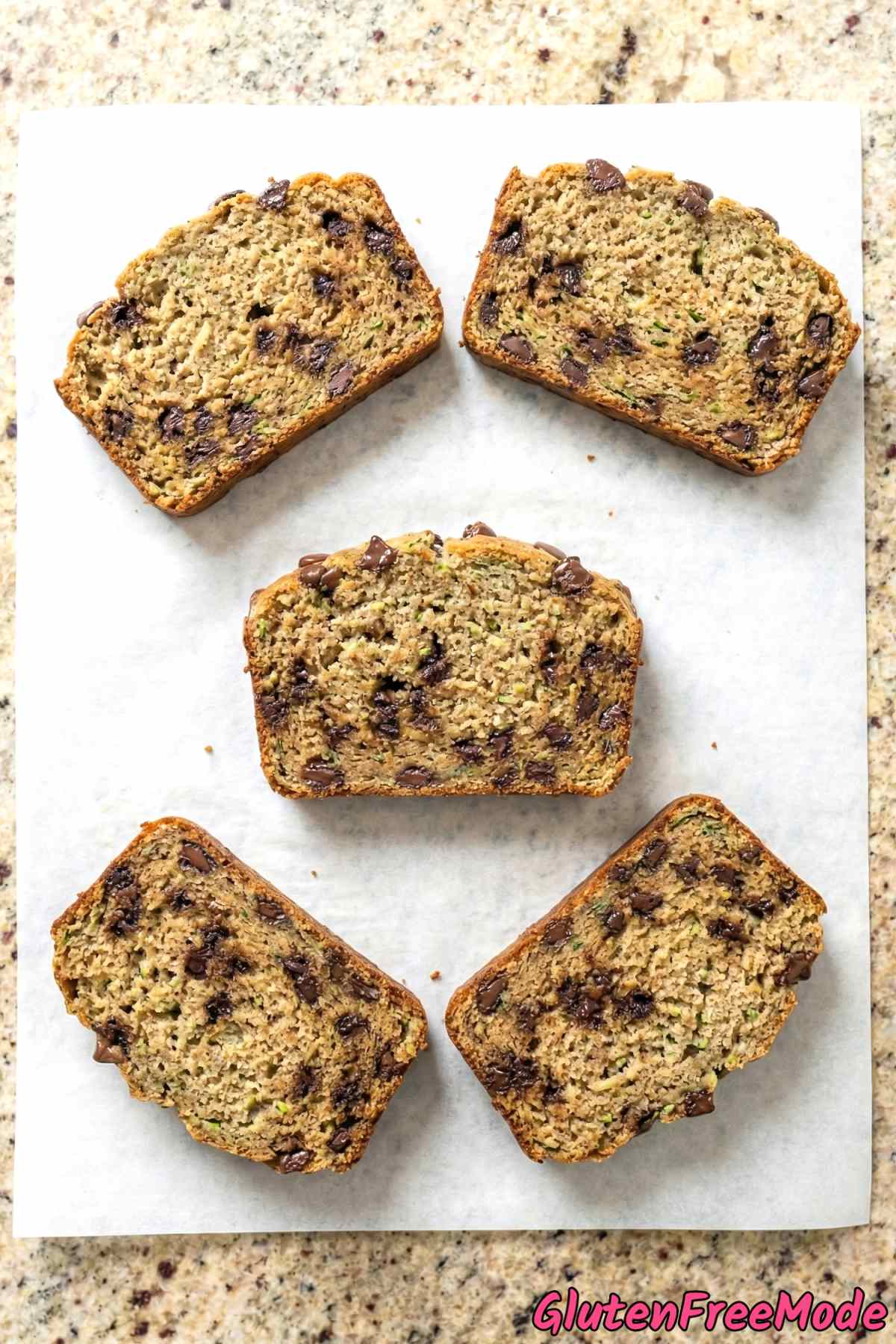 Rich gluten free chocolate chip zucchini loaf