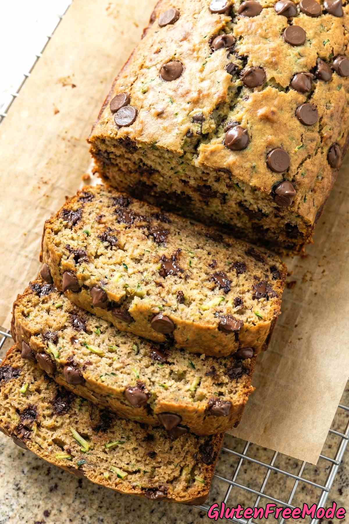 Homemade gluten free chocolate chip zucchini loaf
