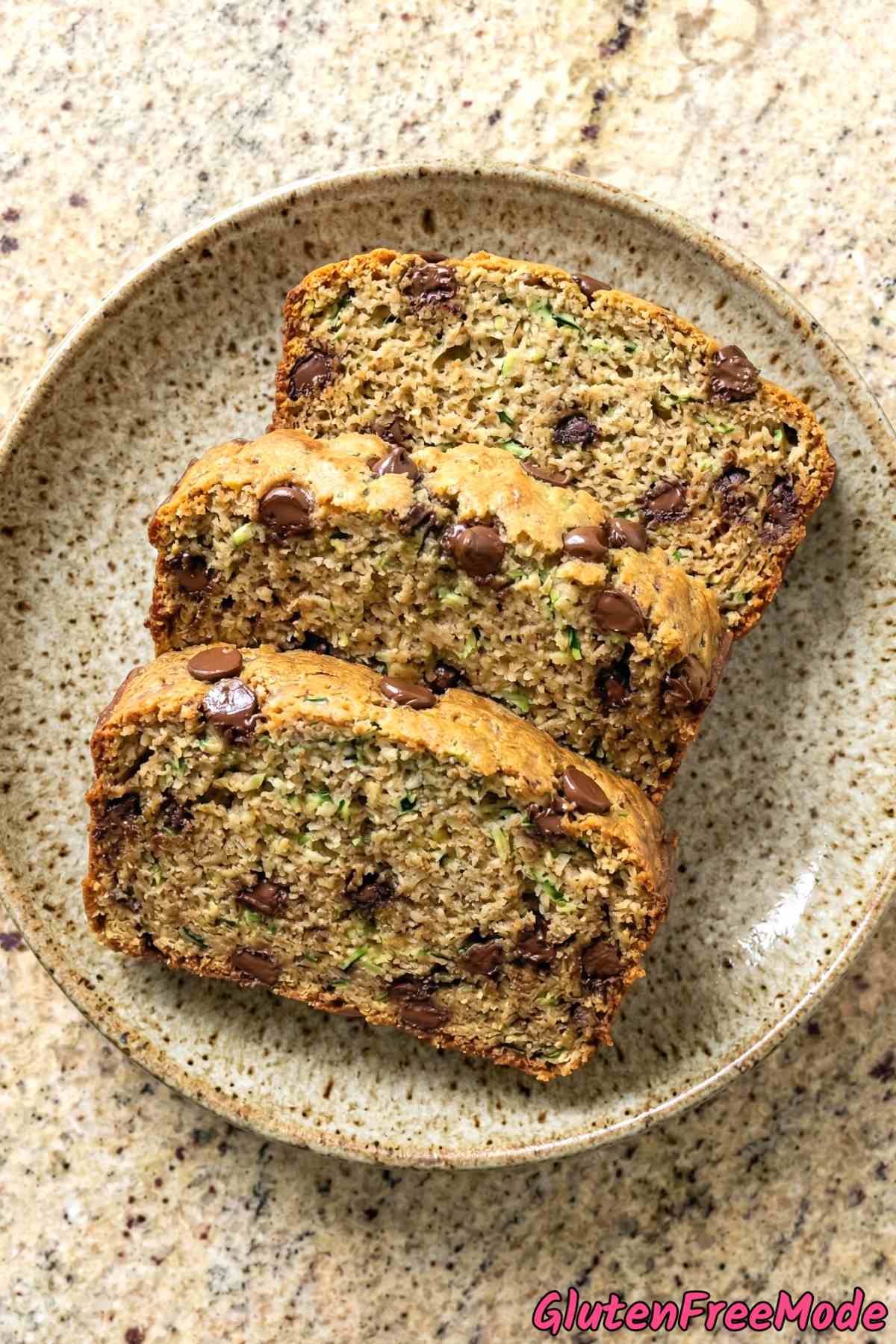Soft gluten free chocolate chip zucchini loaf