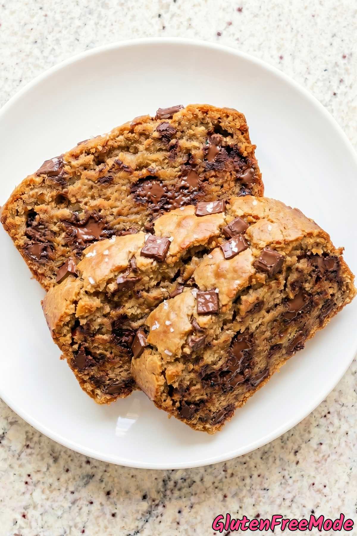 Warm gluten free chocolate chunk cake bread