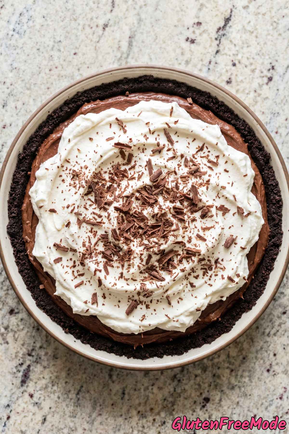 Silky gluten free chocolate cream pie