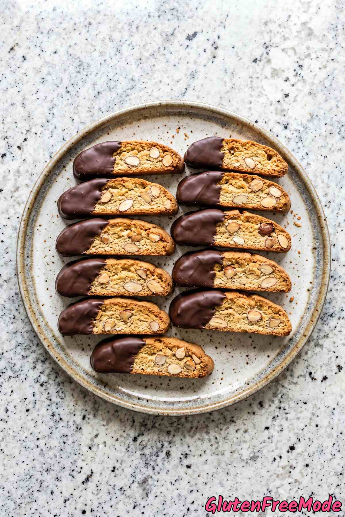 Easy gluten free chocolate dipped biscotti