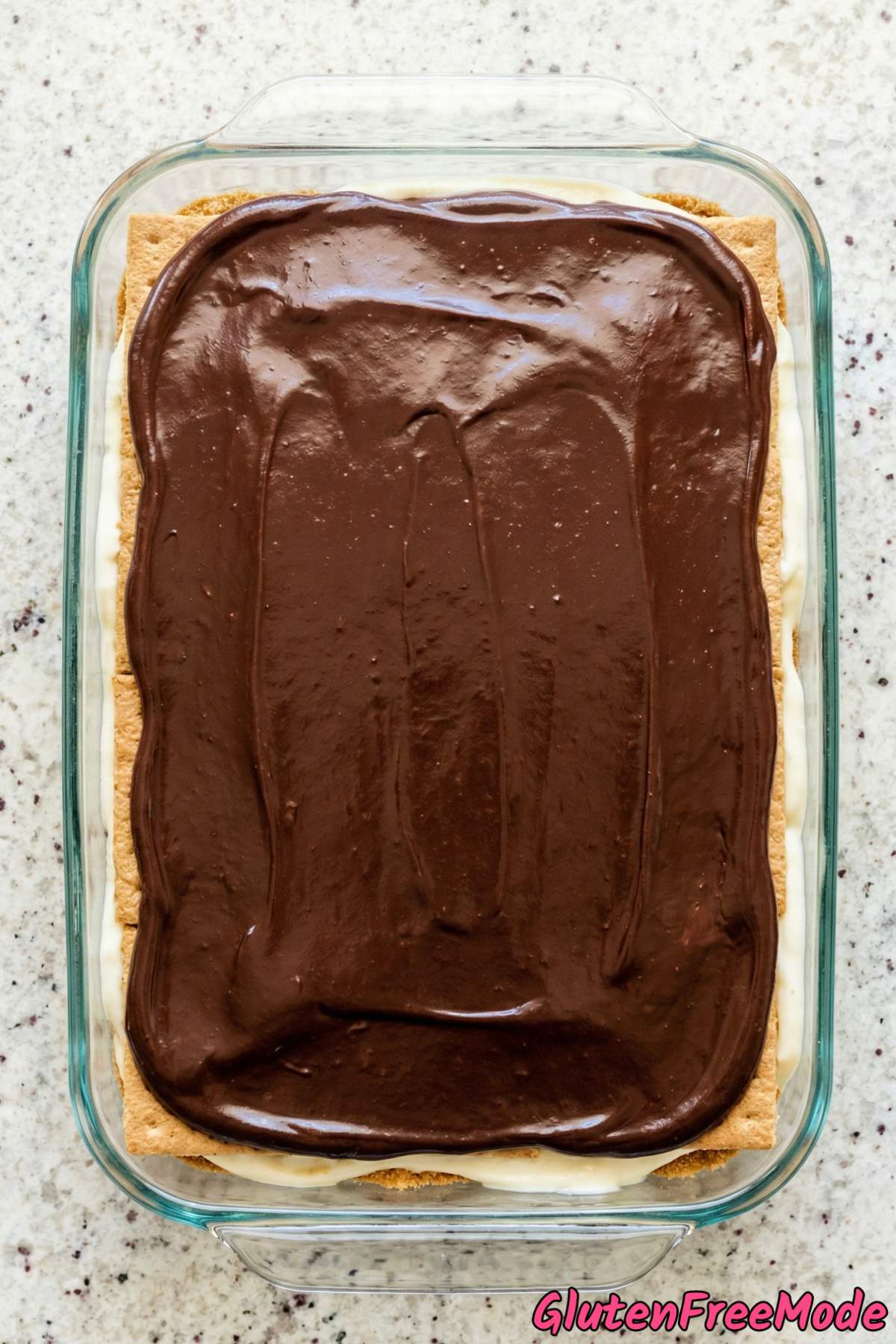 Layered gluten free chocolate eclair cake