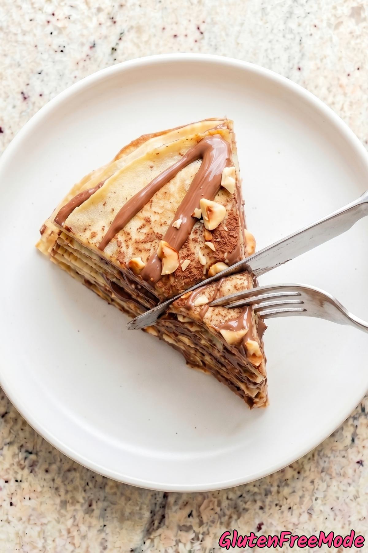 Gorgeous gluten free chocolate hazelnut crepe cake