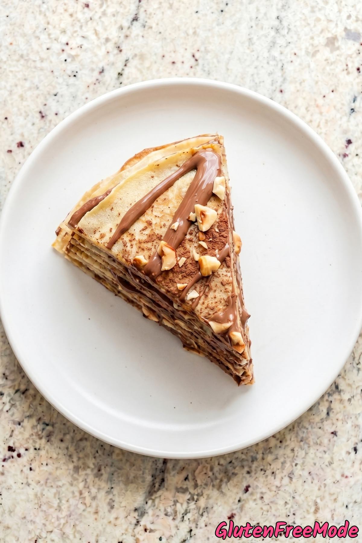 Indulgent gluten free chocolate hazelnut crepe cake