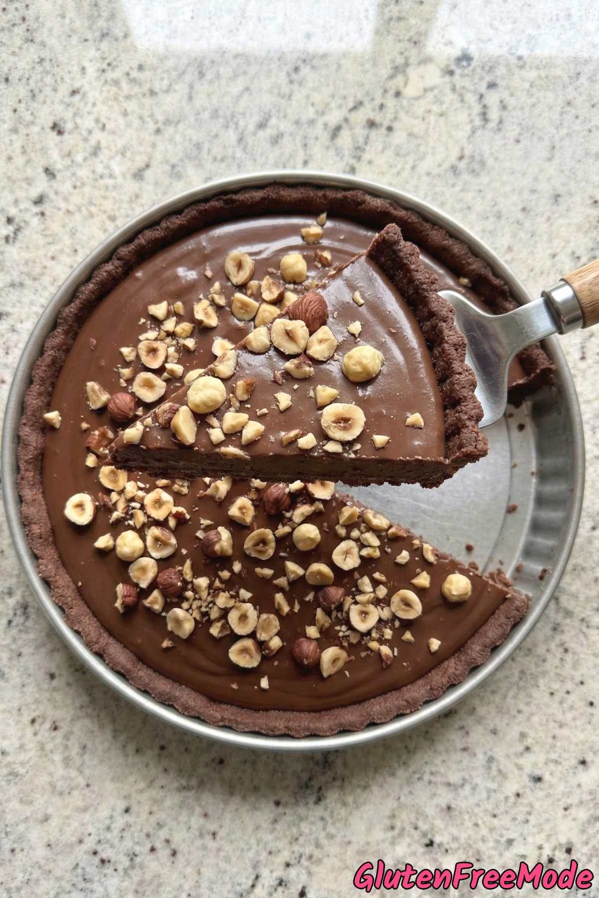 Creamy gluten free chocolate hazelnut tart