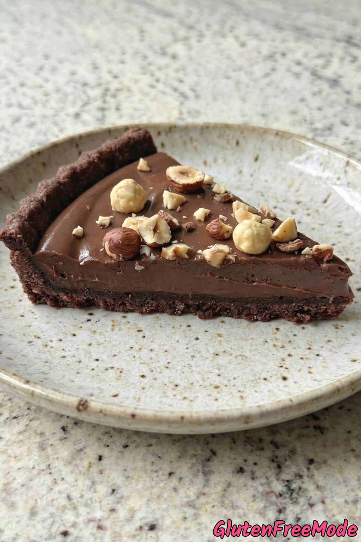 Silky gluten free chocolate hazelnut tart