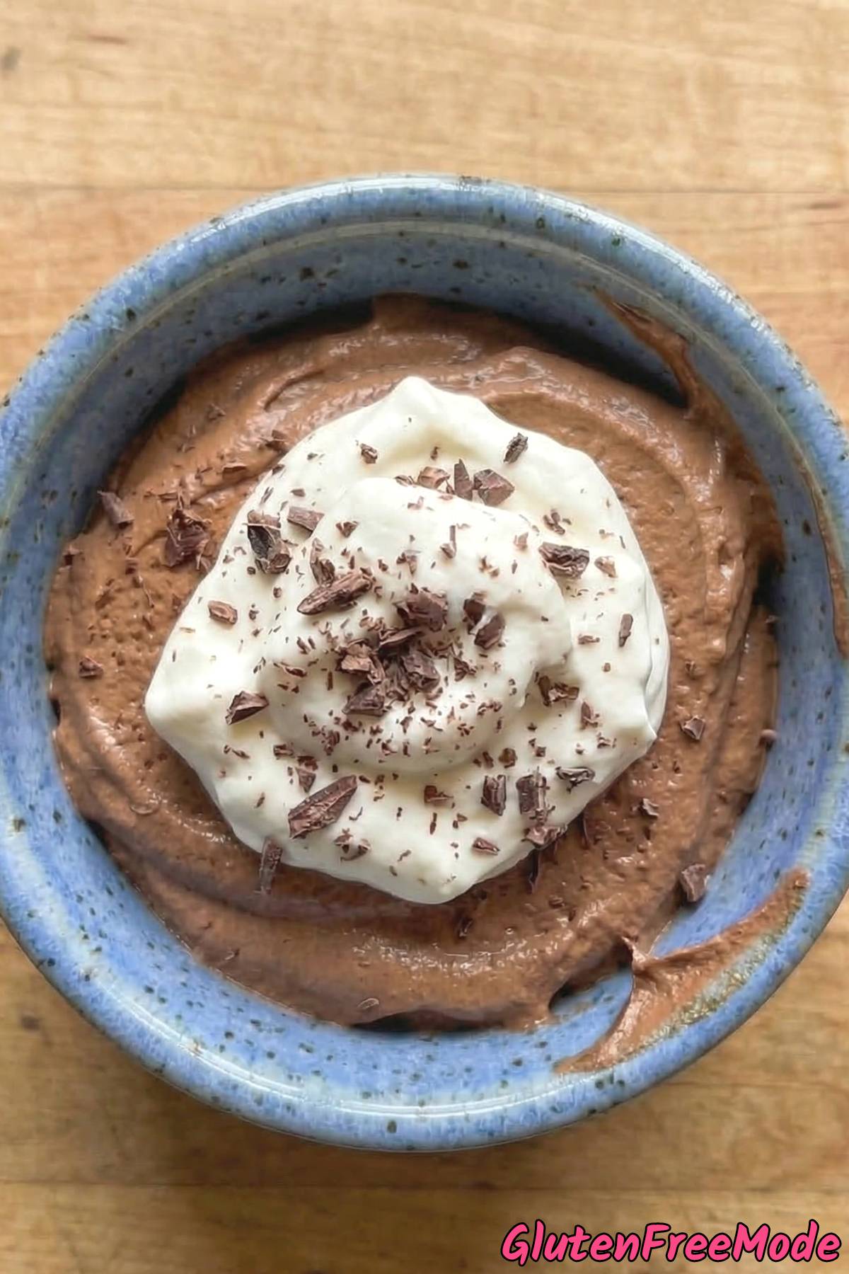 Velvety gluten free chocolate mousse close-up