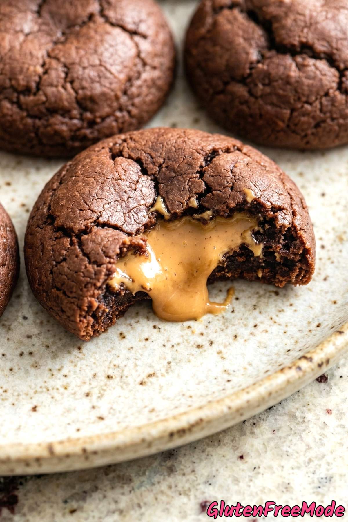 Oozy gluten free chocolate peanut butter lava cookies