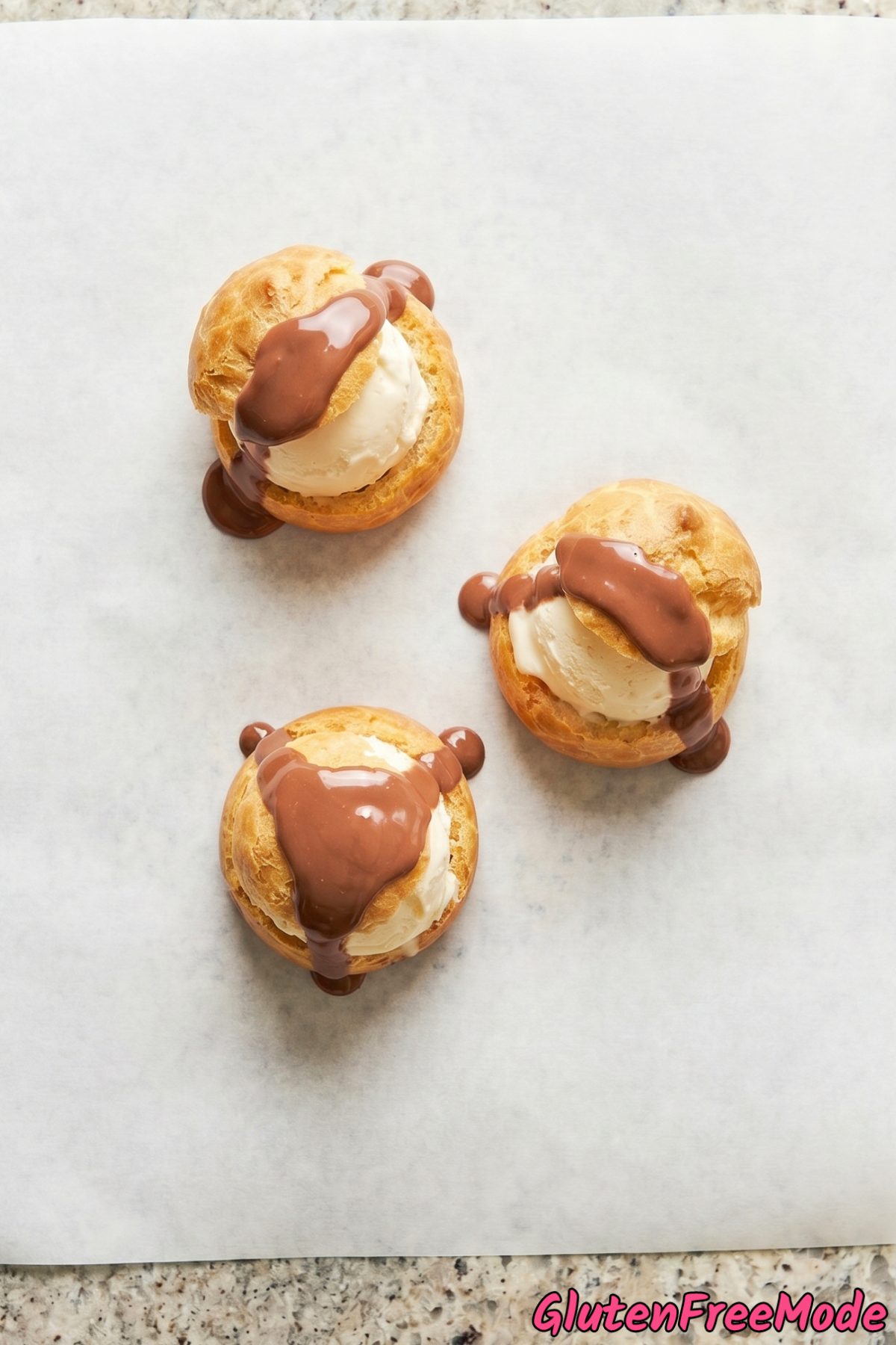 Rich gluten free chocolate profiteroles