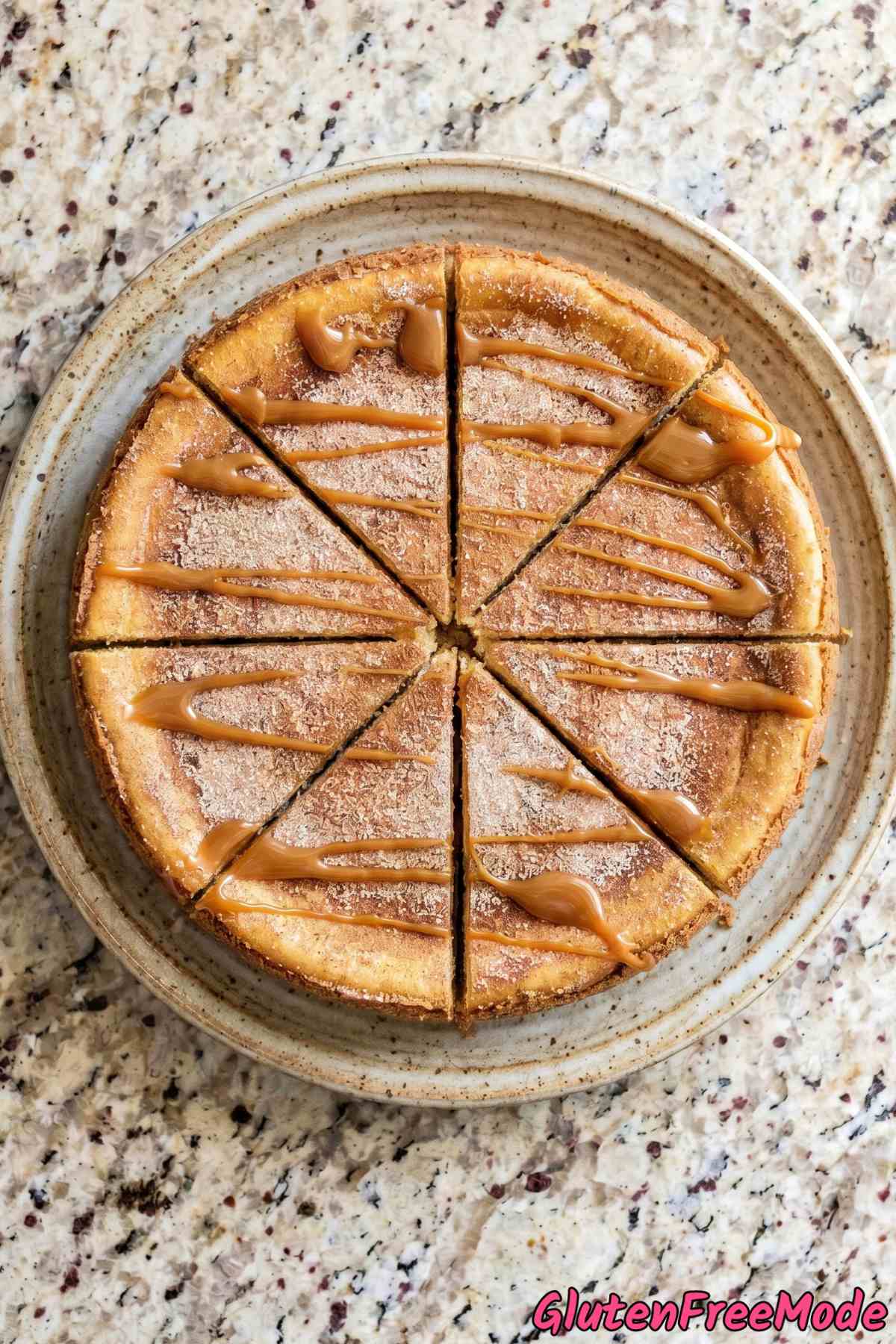 Silky gluten free churro cheesecake piece