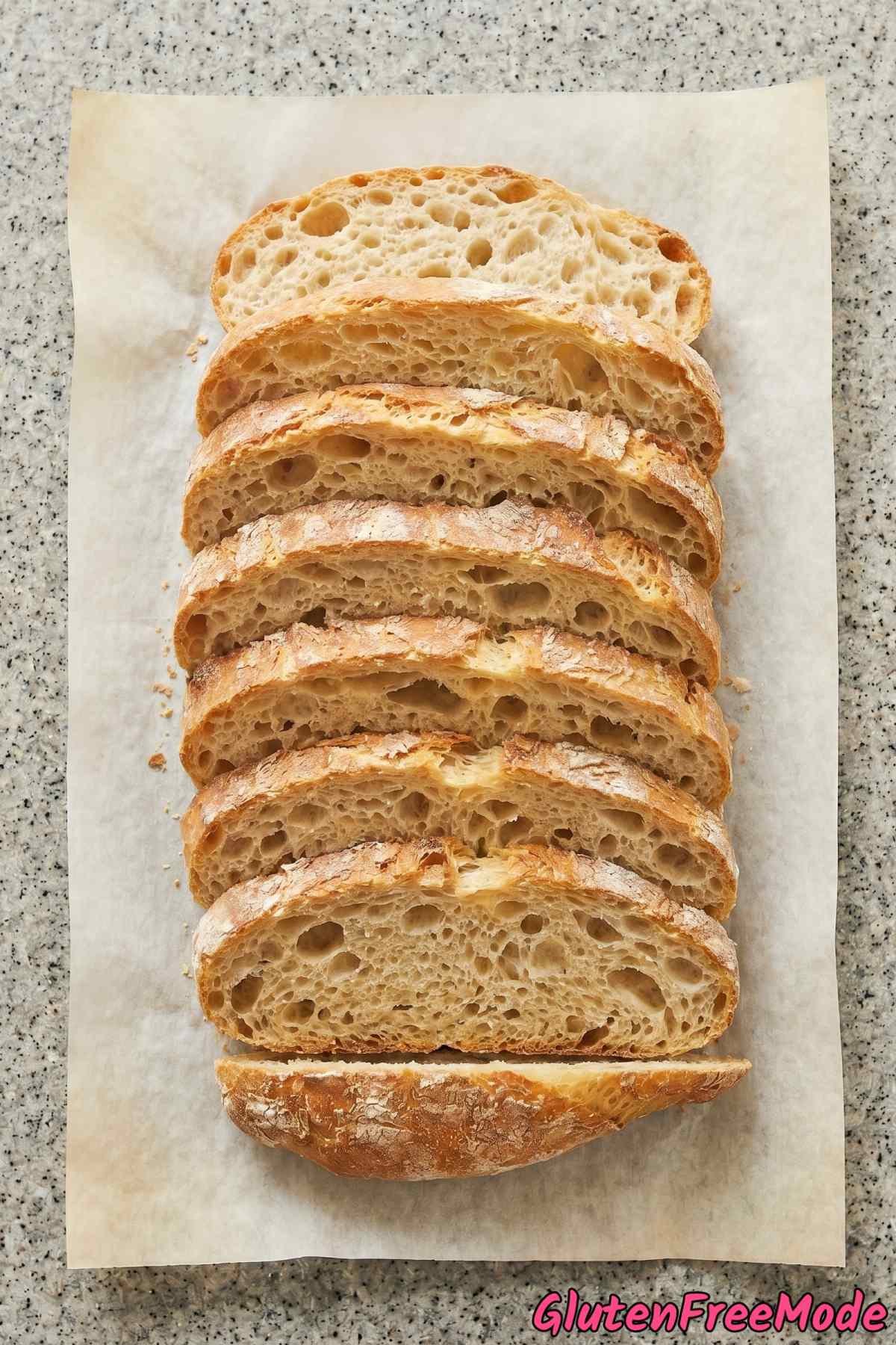 Homemade gluten free ciabatta bread loaf