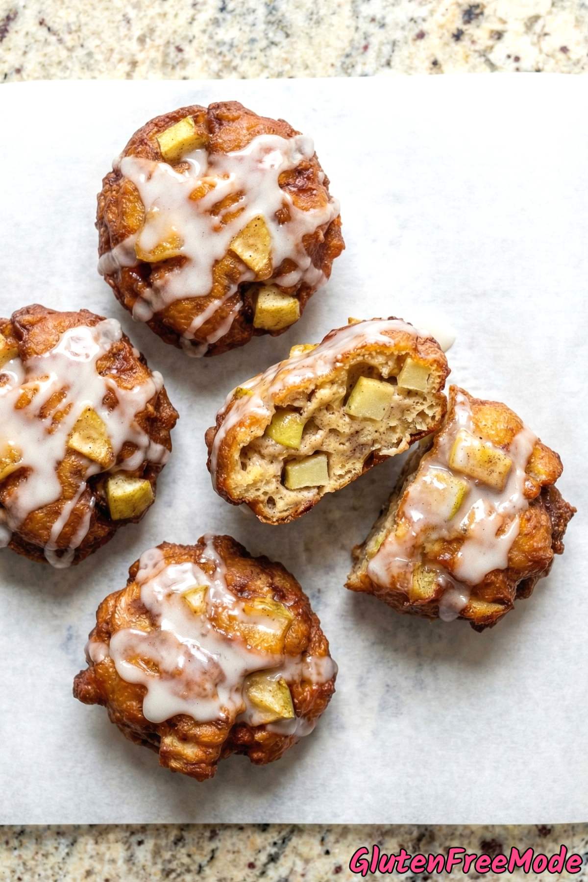 Fresh gluten free cinnamon apple fritters