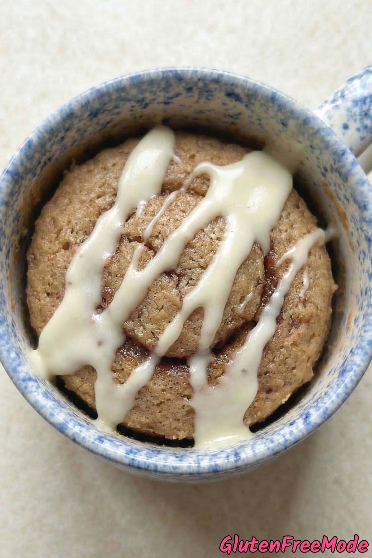 Sweet gluten free cinnamon roll mug cake