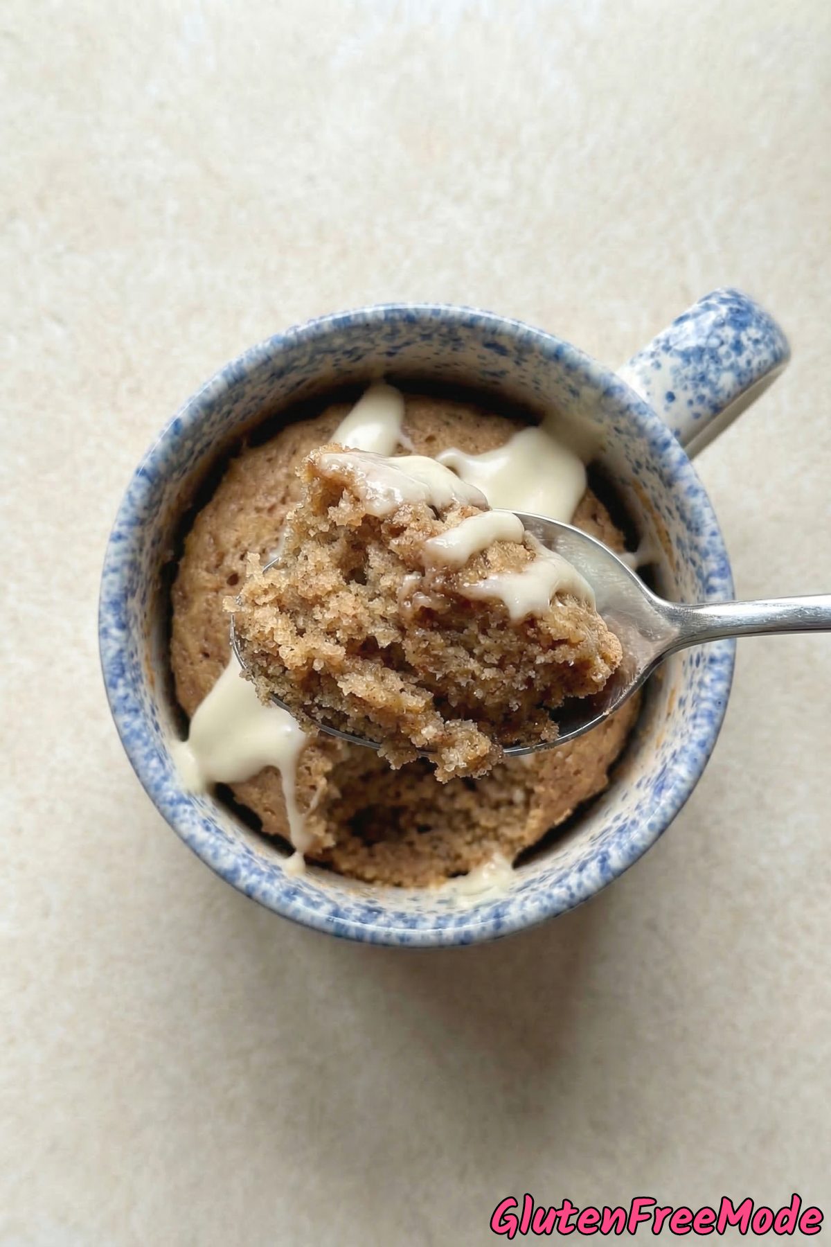 Decadent gluten free cinnamon roll mug cake