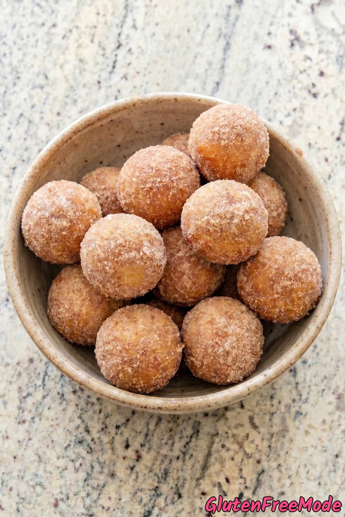 Golden gluten free cinnamon sugar donut holes