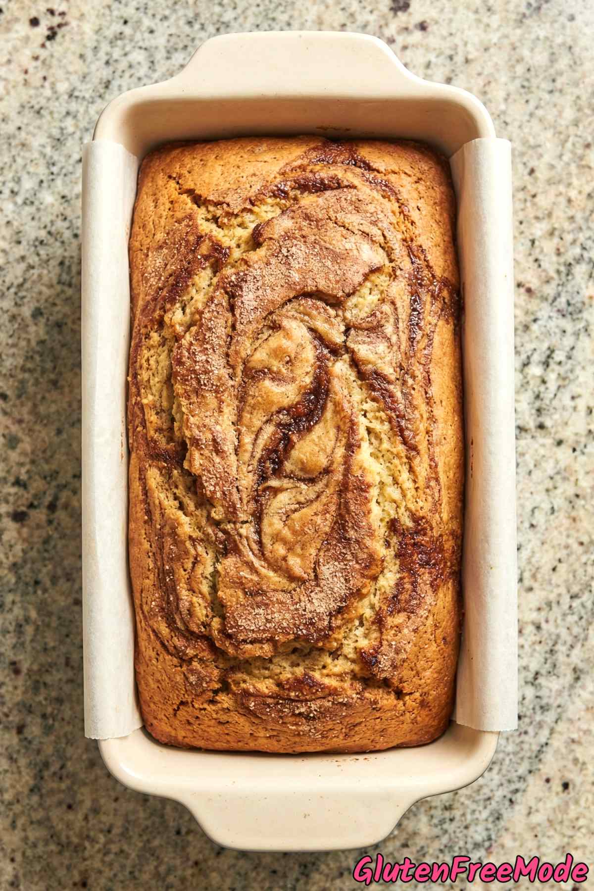 Wholesome gluten free cinnamon swirl loaf