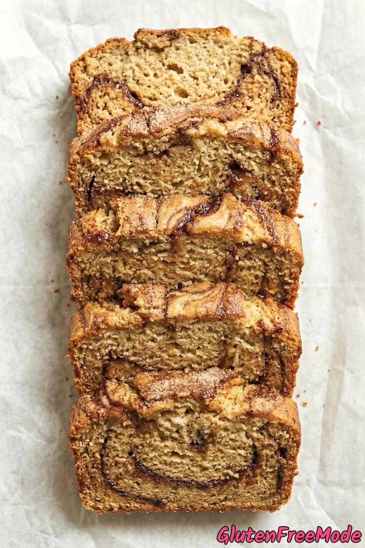 Comforting gluten free cinnamon swirl loaf
