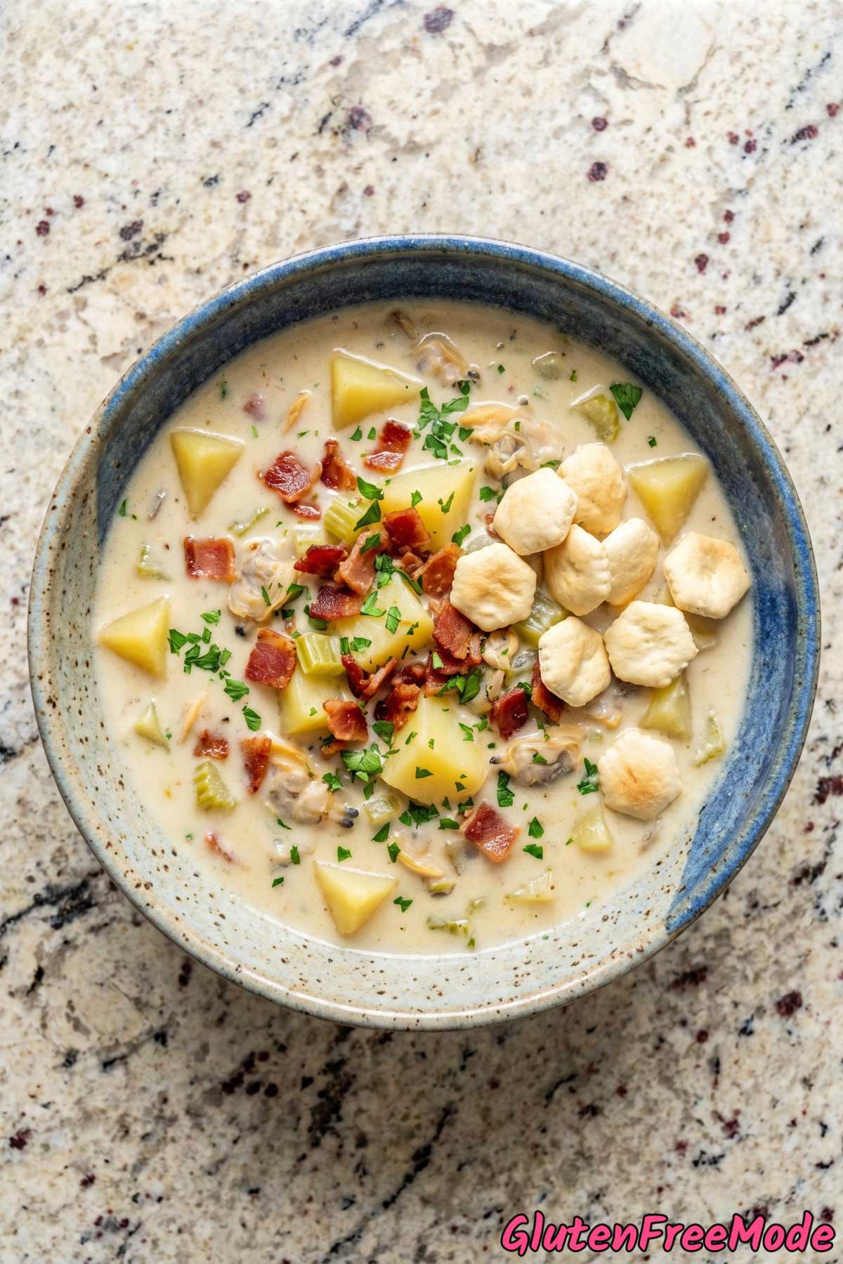 Rich gluten free clam chowder with potatoes