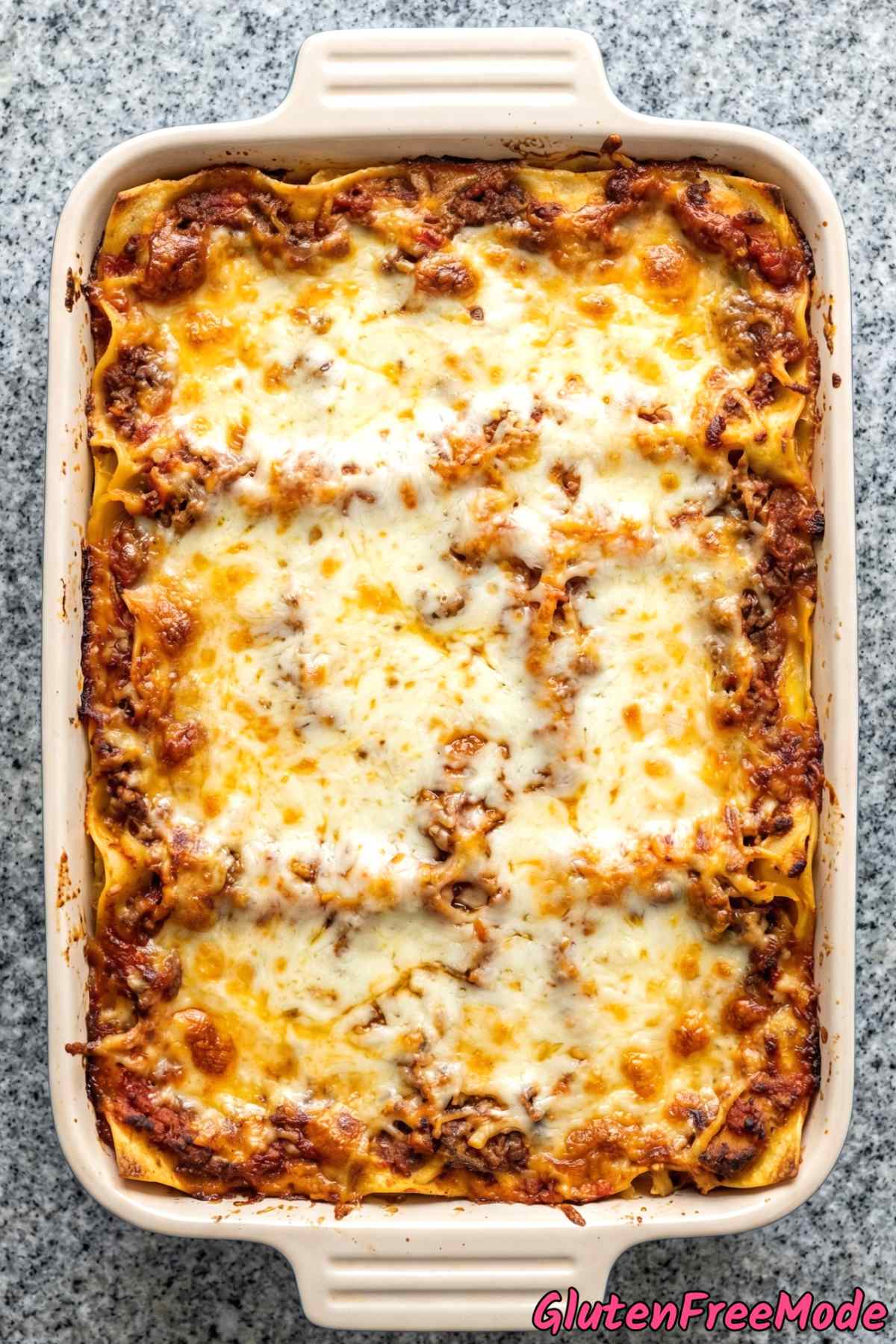 Layered gluten free beef lasagna close-up