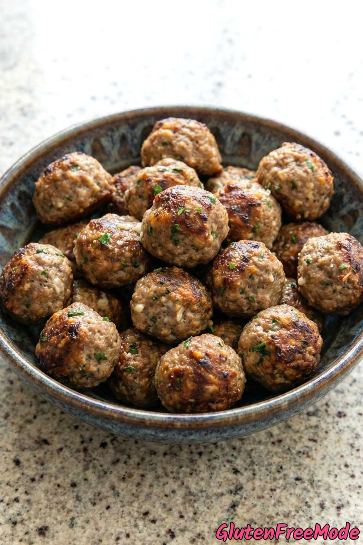 Wholesome gluten free Italian meatballs closeup