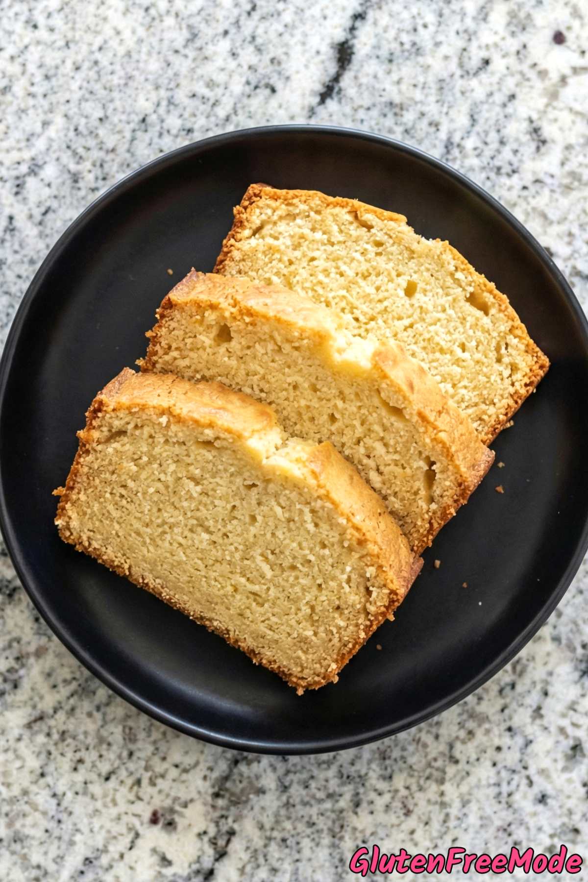 Fluffy gluten free vanilla pound cake closeup