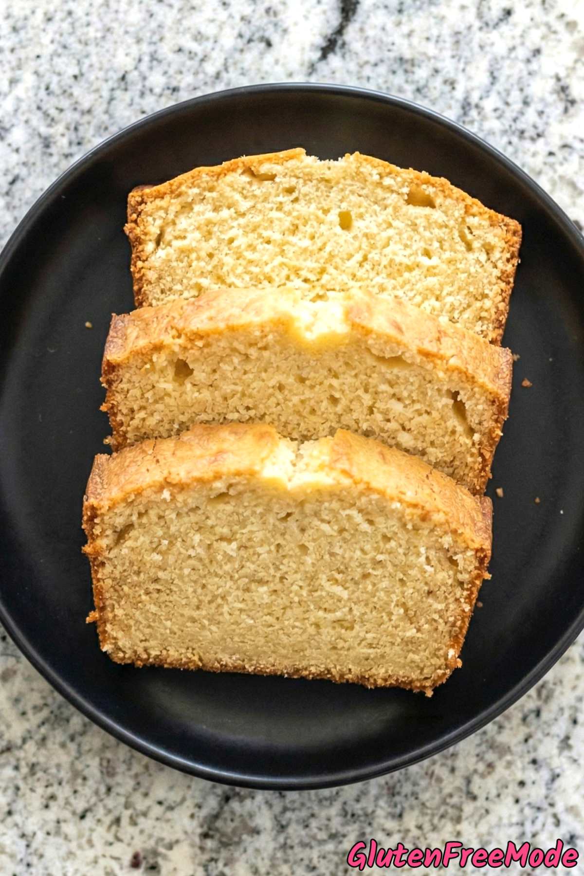 Tender gluten free vanilla pound cake serving