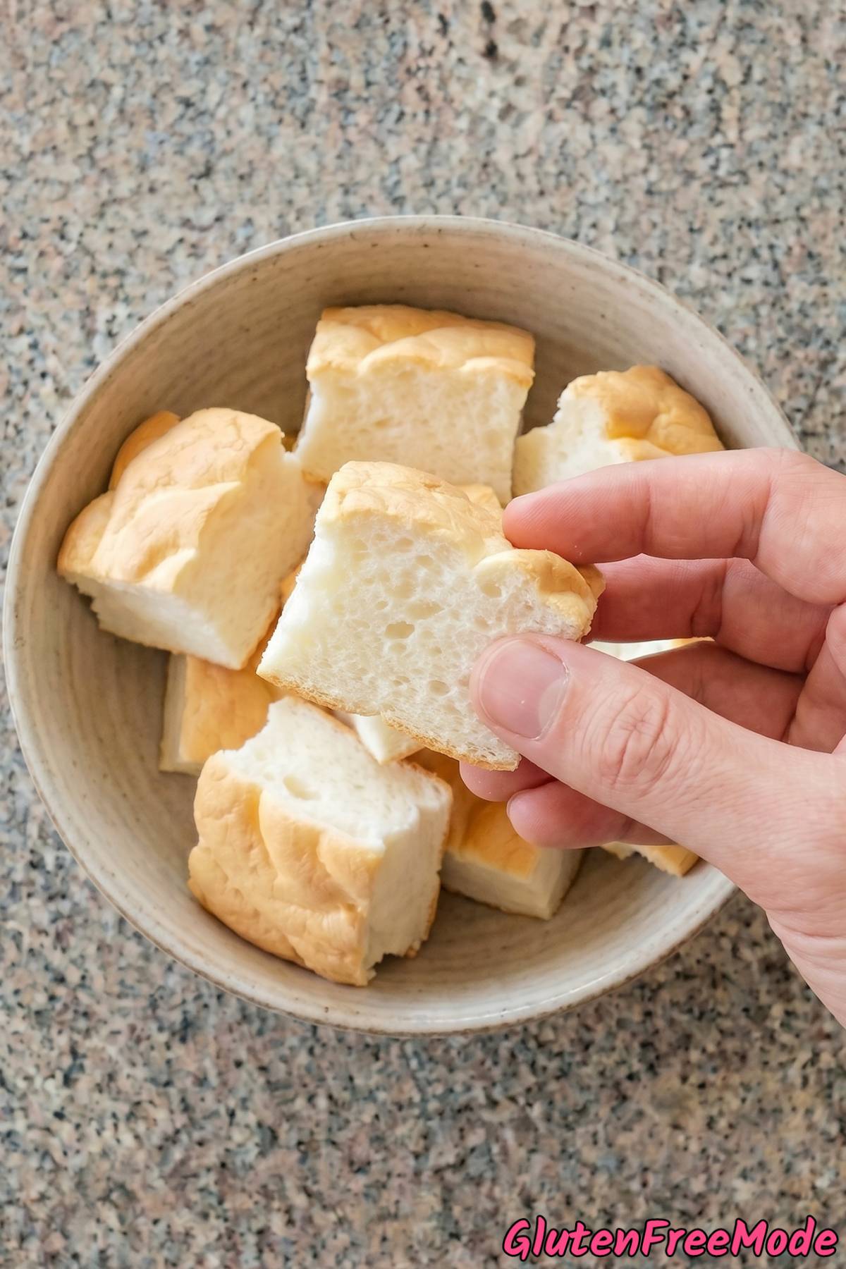 Warm gluten free cloud bread close up