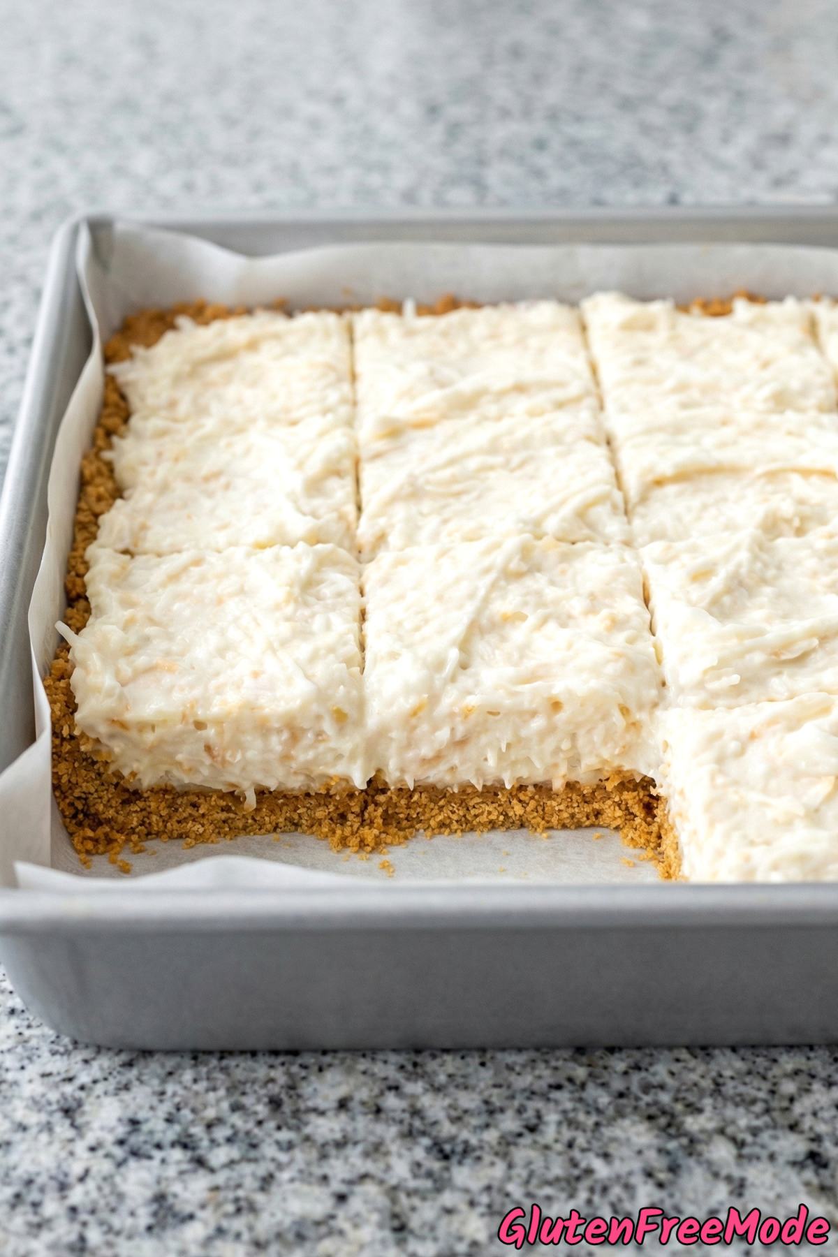 Tempting gluten free coconut cream pie bars