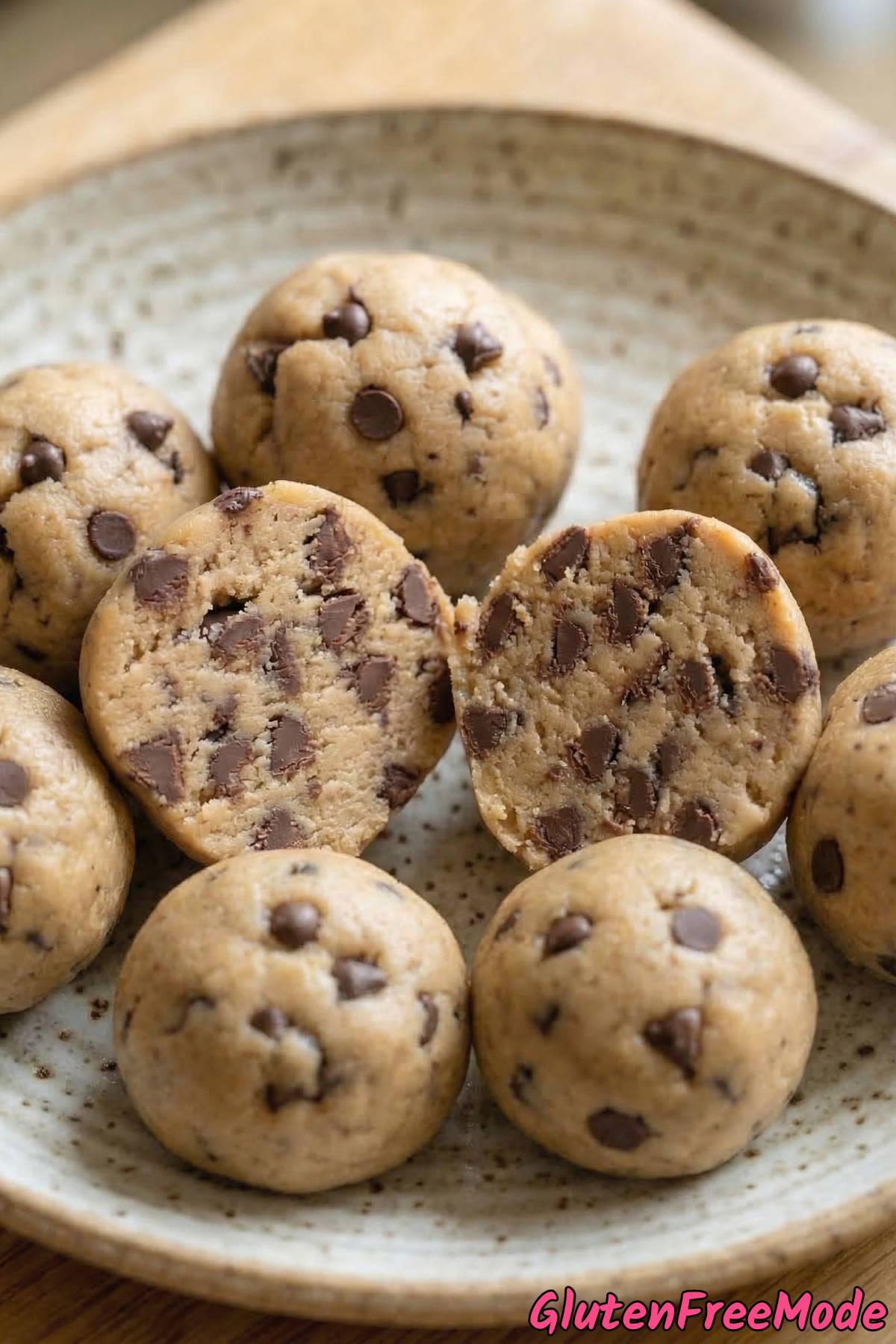 Easy gluten free cookie dough bites on a plate