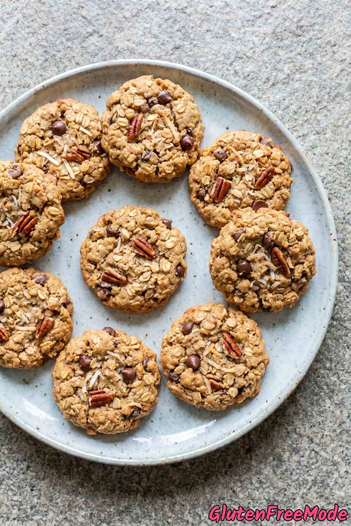 Hearty gluten free cowboy cookies with oats