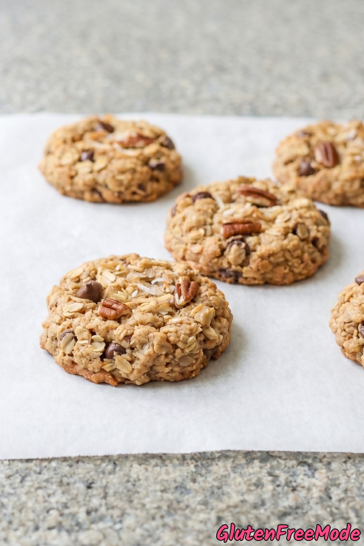 Wholesome gluten free cowboy cookies cooling