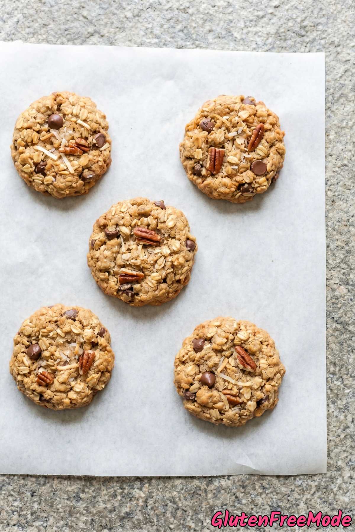 Golden gluten free cowboy cookies close up