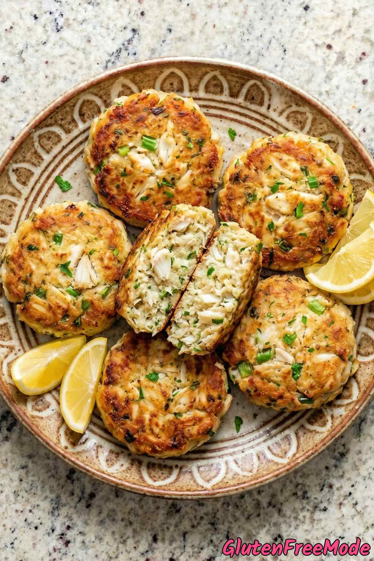 Flavorful gluten free crab cakes plated