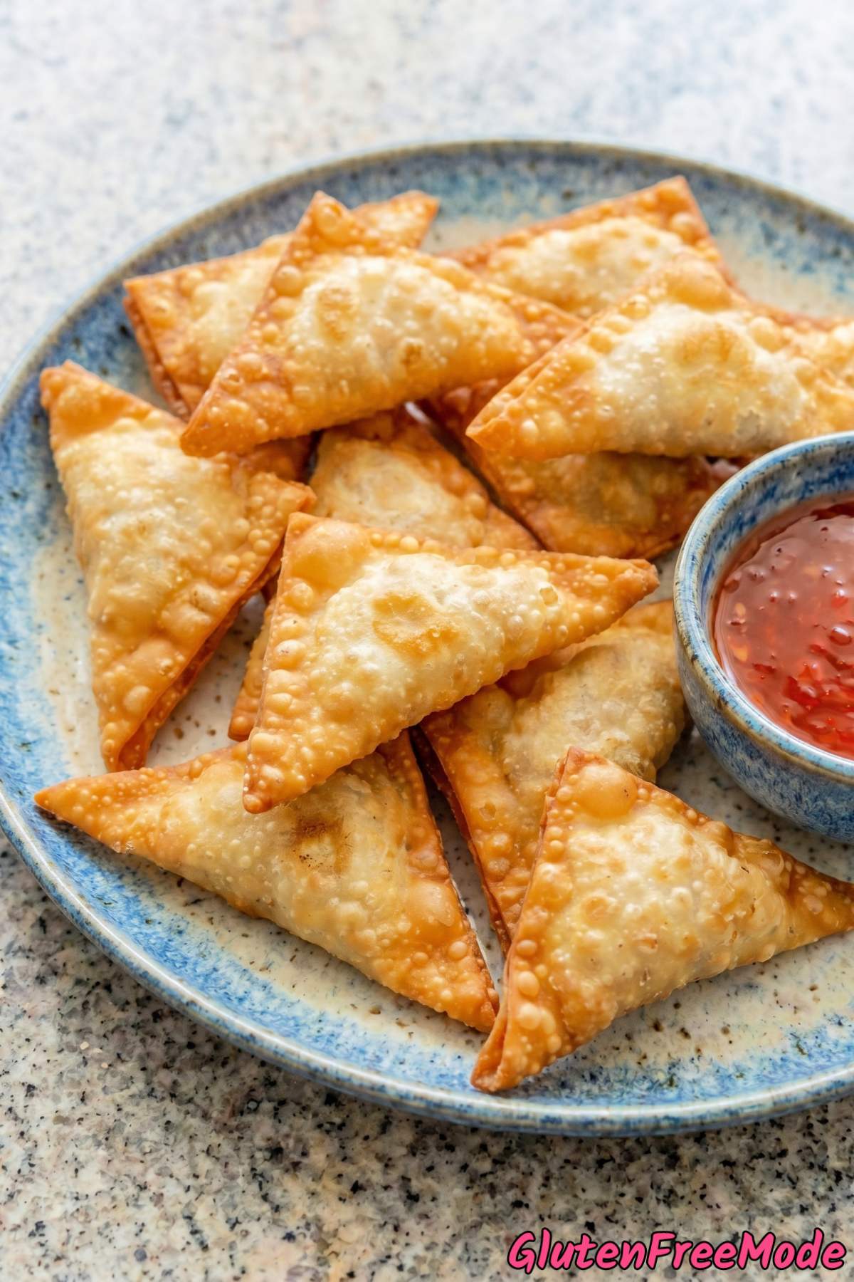 Perfect golden gluten free crab rangoon