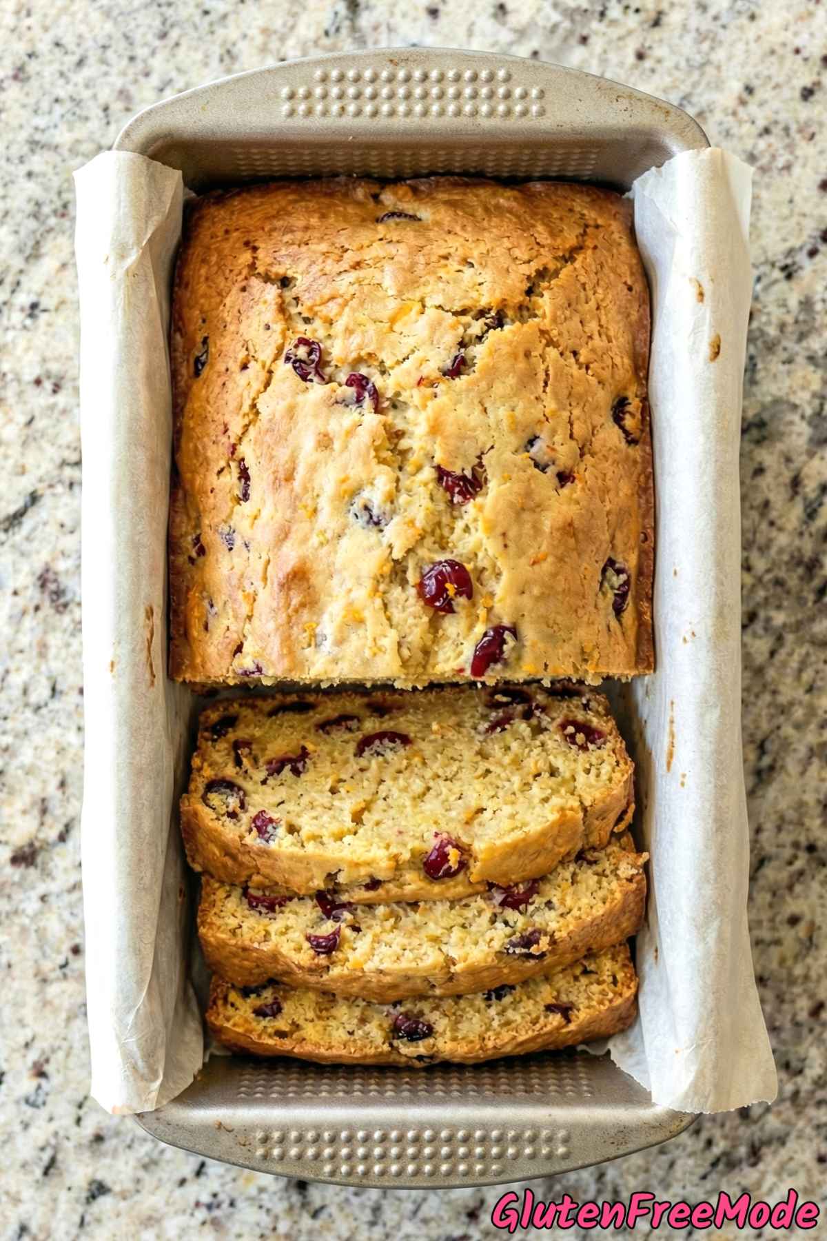 Homemade gluten free cranberry orange loaf